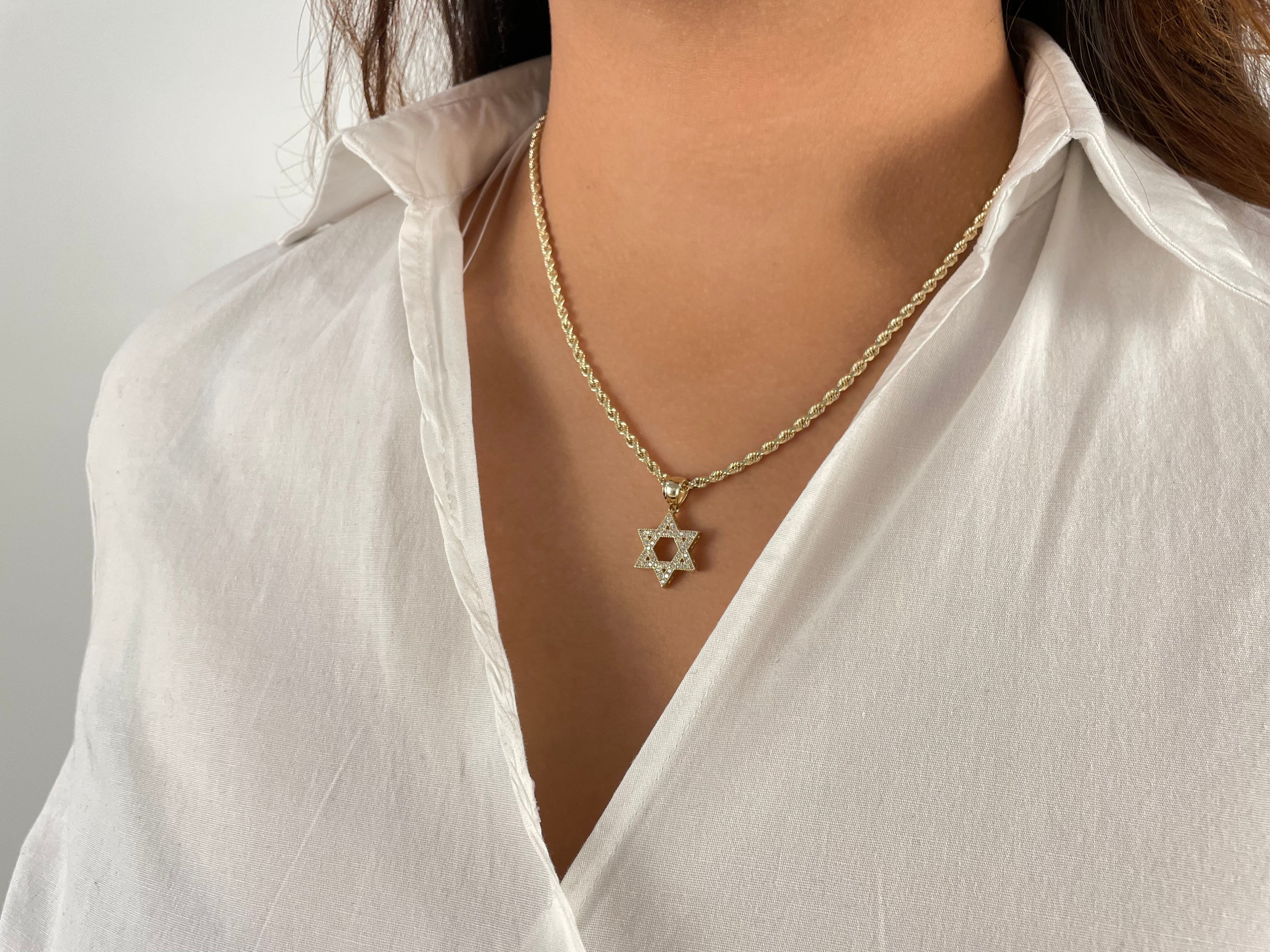14k Gold Star of David Necklace