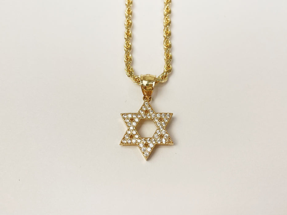 14k Gold Star of David Necklace
