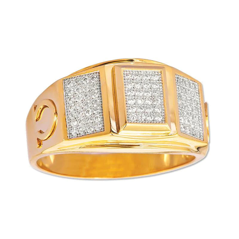 14k Gold Three-Face Cz Ring