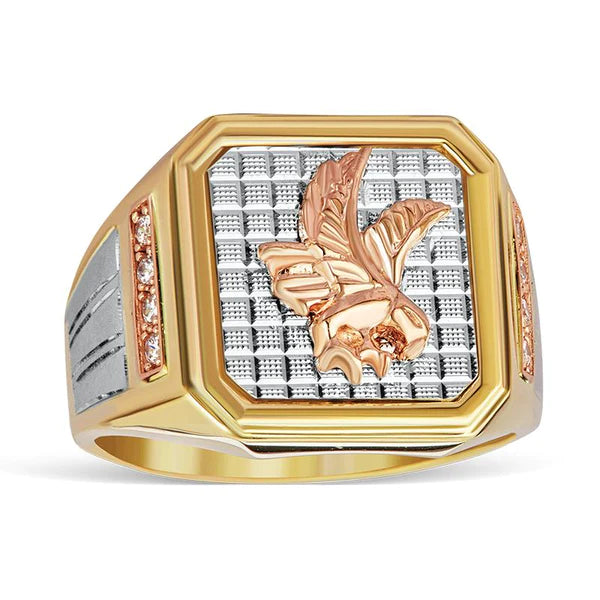 14k Gold Tri-Color Eagle Ring