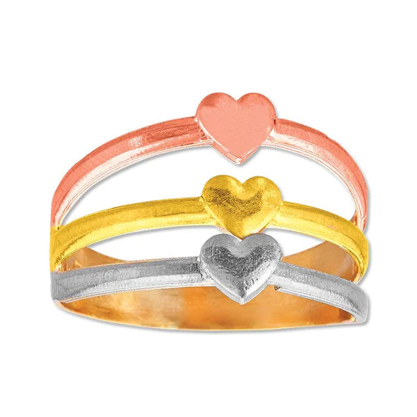 14k Gold Tri-Color Heart Ring