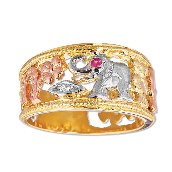 14k Gold Tri-Color Lucky 7 Ring