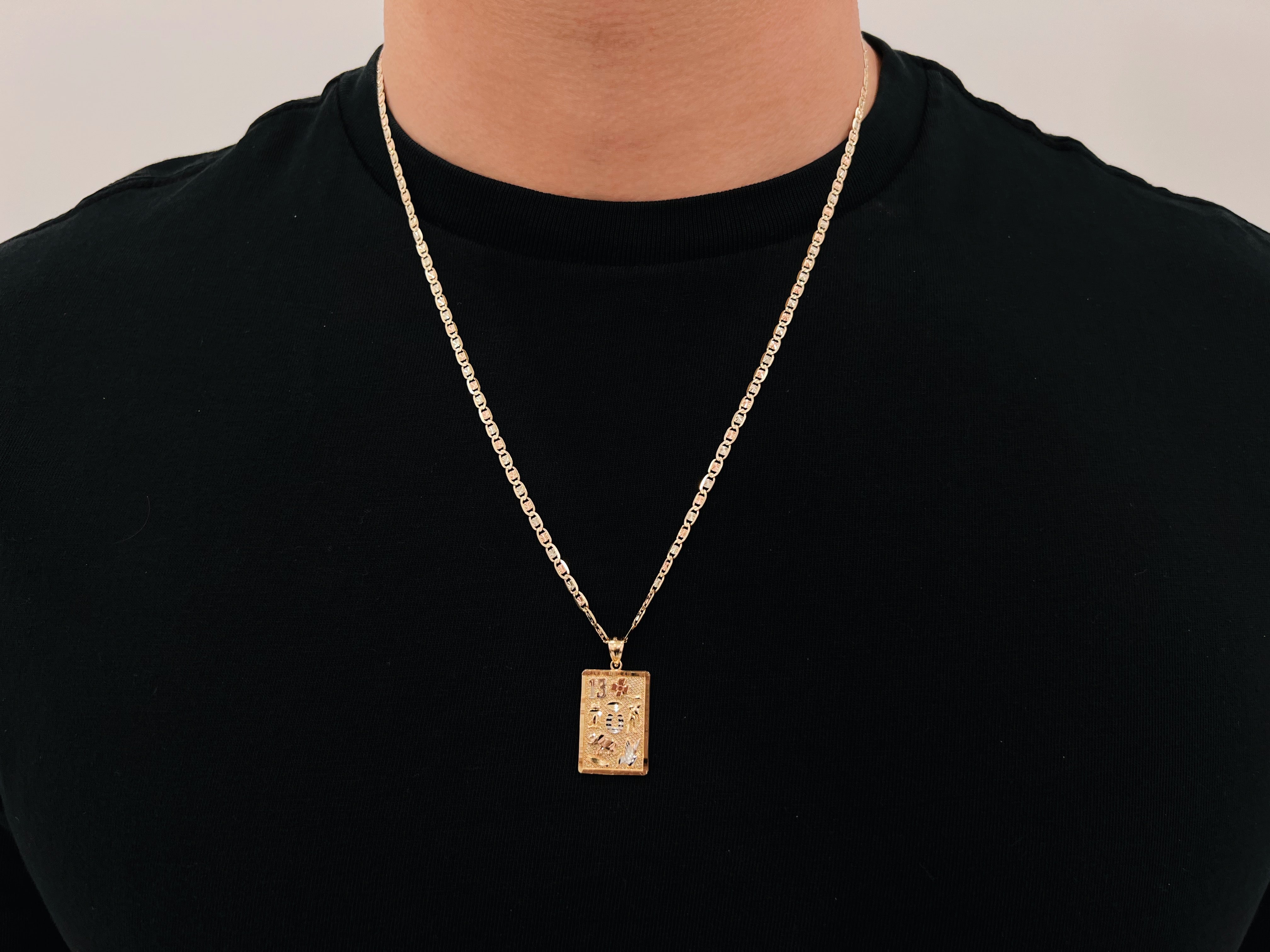 14k Gold Tri-Color Gold Lucky Charm Chain