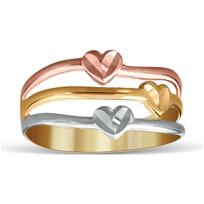 14k Gold Tri-Color Stacked Ring