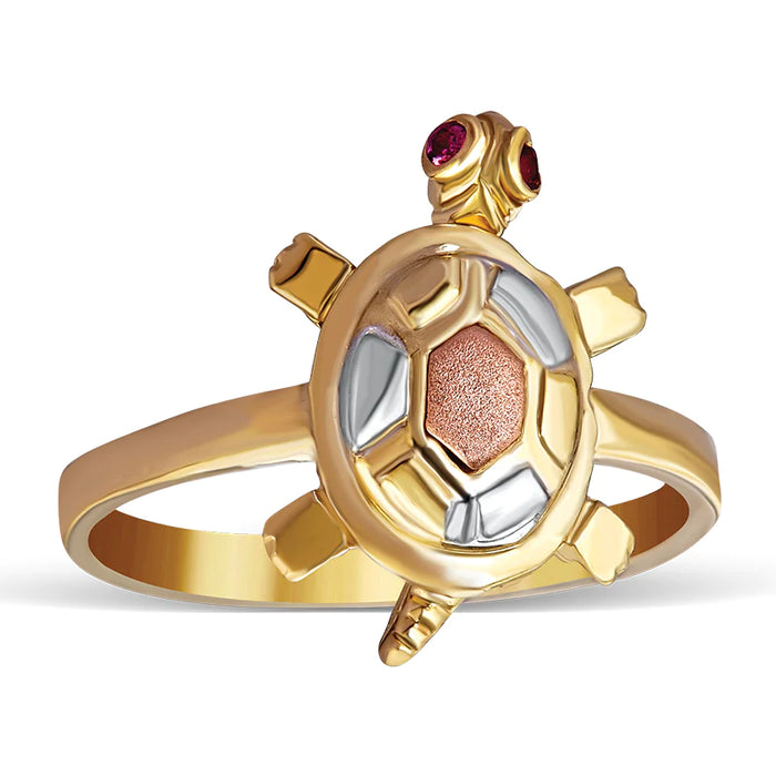 14k Gold Tri-Color Turtle Ring