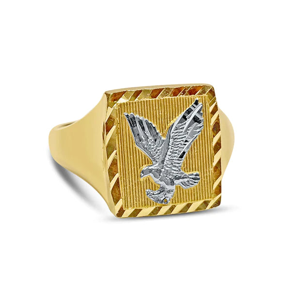 14k Gold Two-Tone Eagle Ring