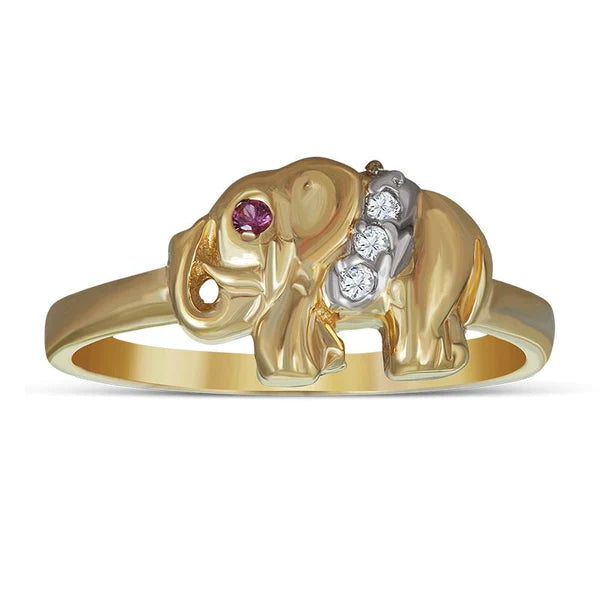 14k Gold Two-Tone Elephant Ring