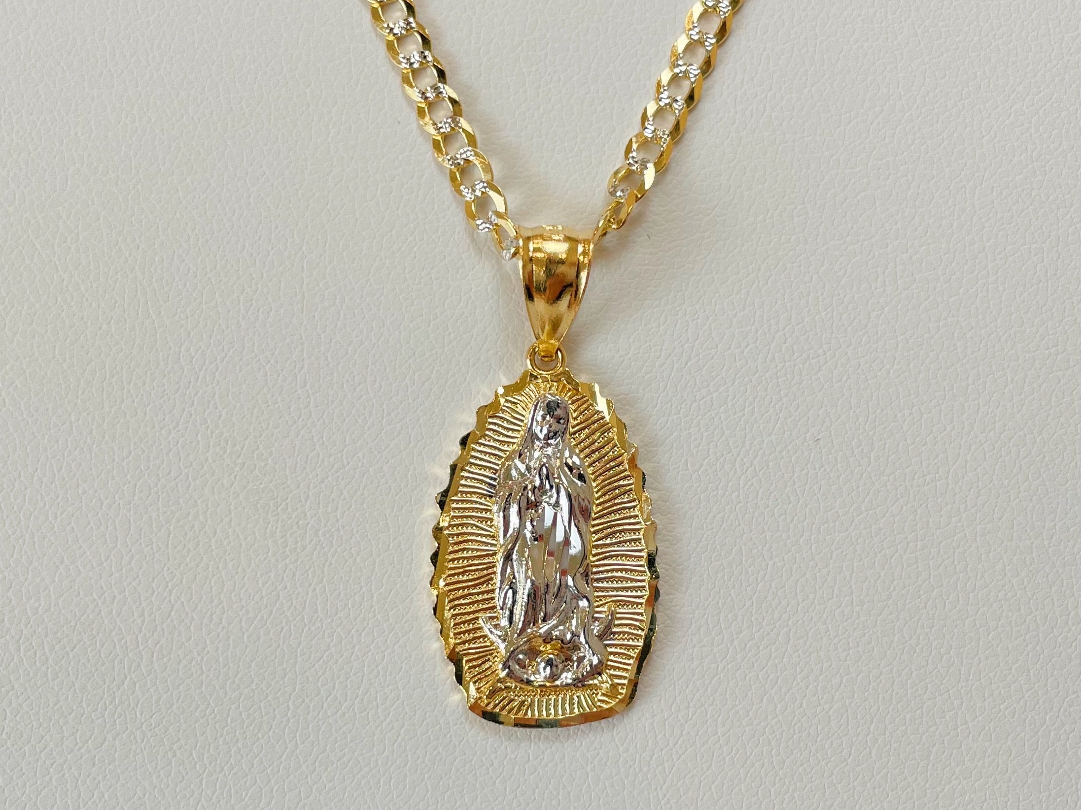 14k Gold Diamond Cut Two-Tone Gold Guadalupe Necklace