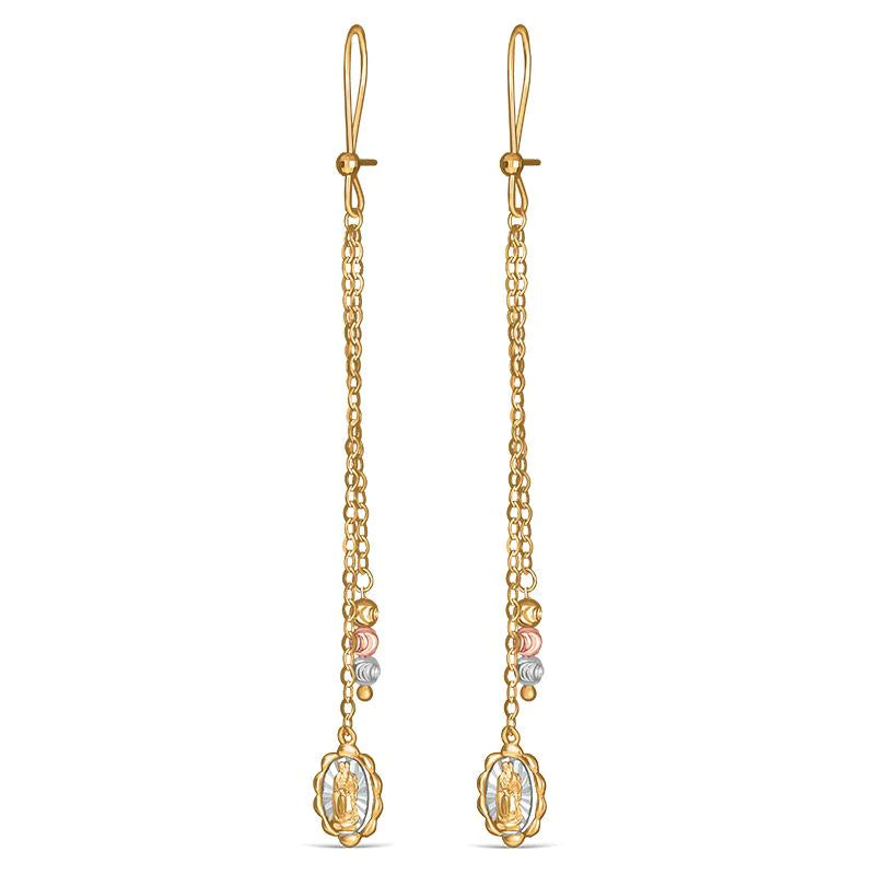 14k Gold Two-Tone Guadalupe Dangling Earrings
