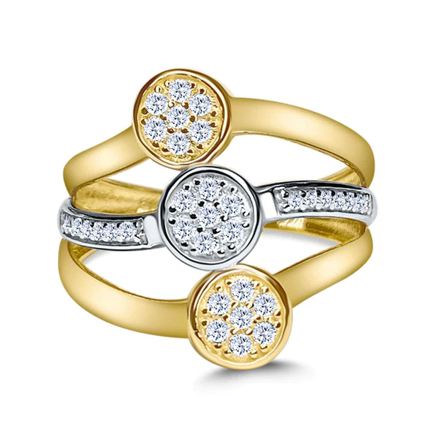 14k Gold Two-Tone Stackable Round Cz Ring