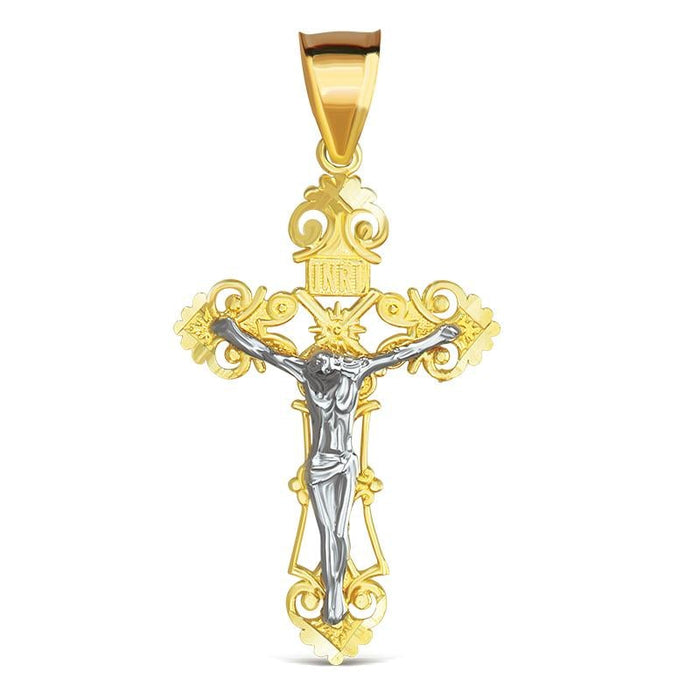 14k Gold Filigree Crucifix Pendant