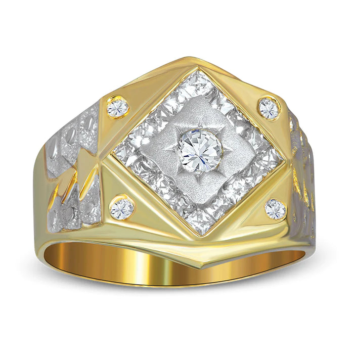 14k Gold White Center Stone Cz Ring