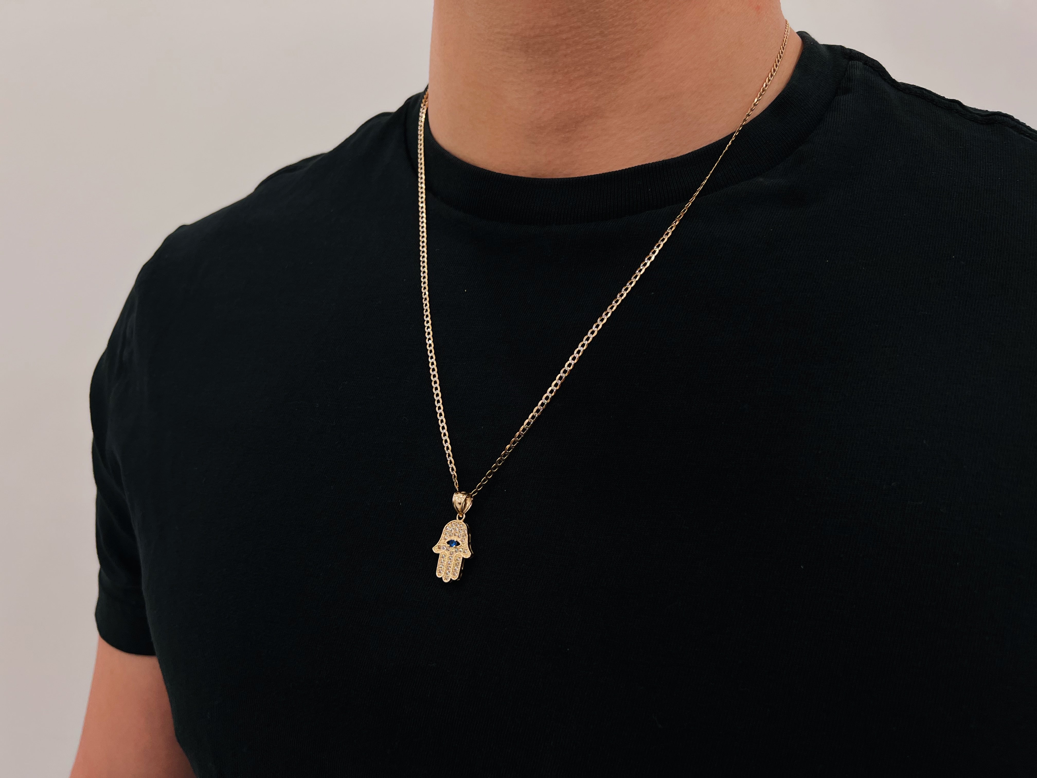 14k Gold Diamond Cut Hamsa Chain
