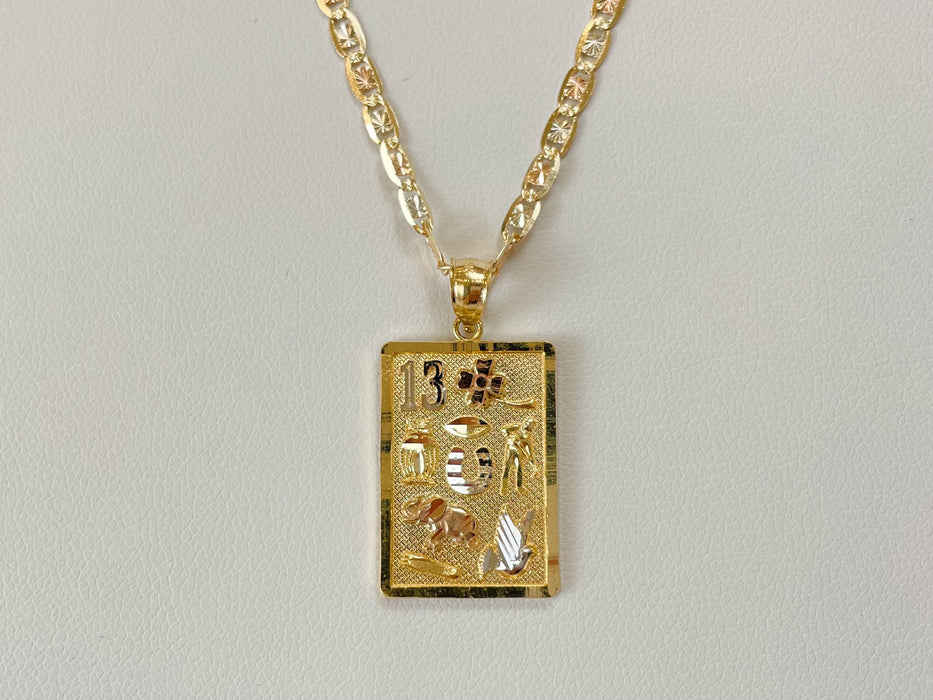 14k Gold Tri-Color Gold Lucky Charm Chain