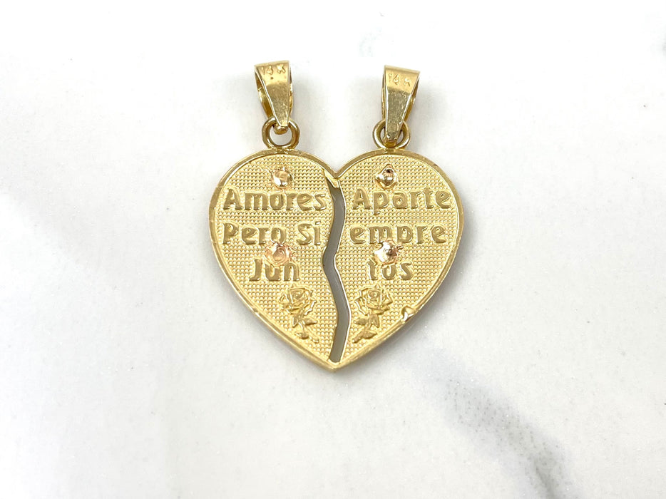 14k Gold Two Tone Guadalupe Breakable Heart Pendant