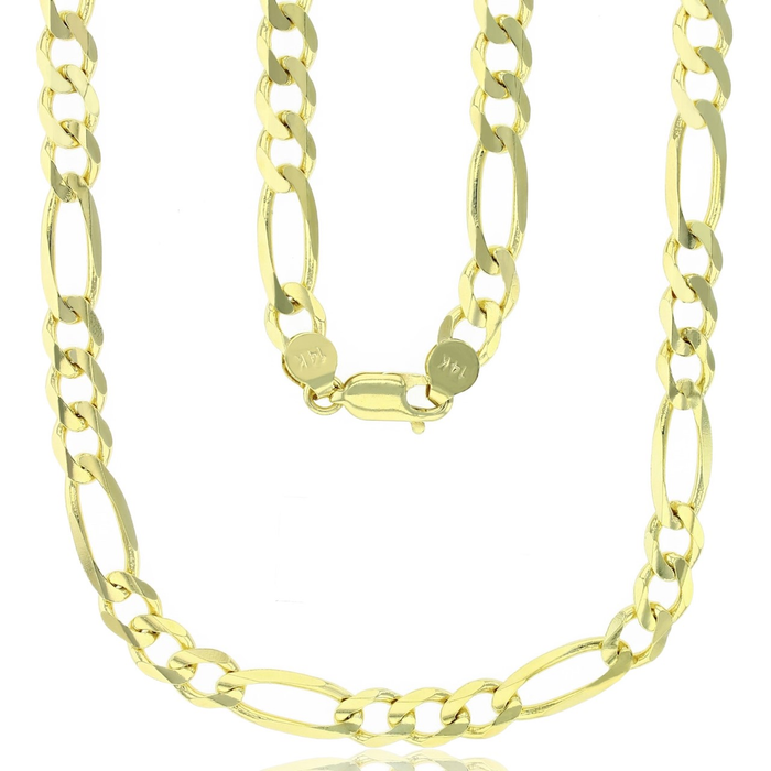 14k Solid Gold Figaro Chain - 7.5mm