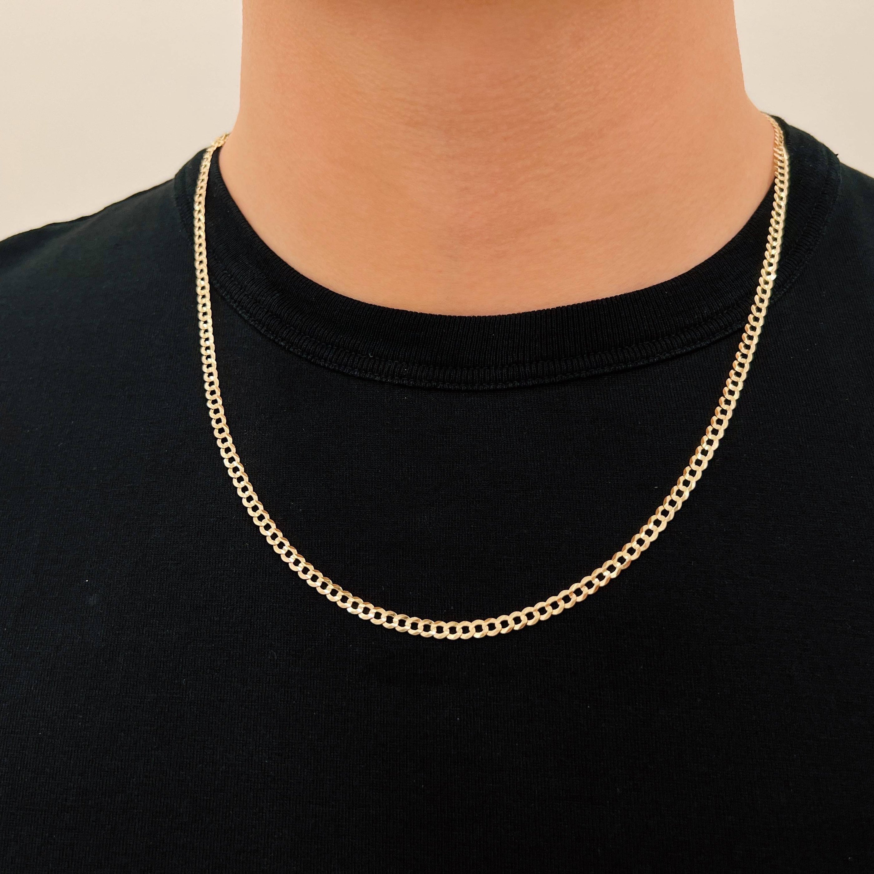 Real 14k Gold Curb Chain - 3.5mm — Marquise Jewelry