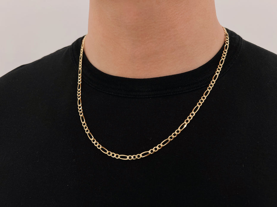 14k Solid Gold Figaro Chain - 3.7mm