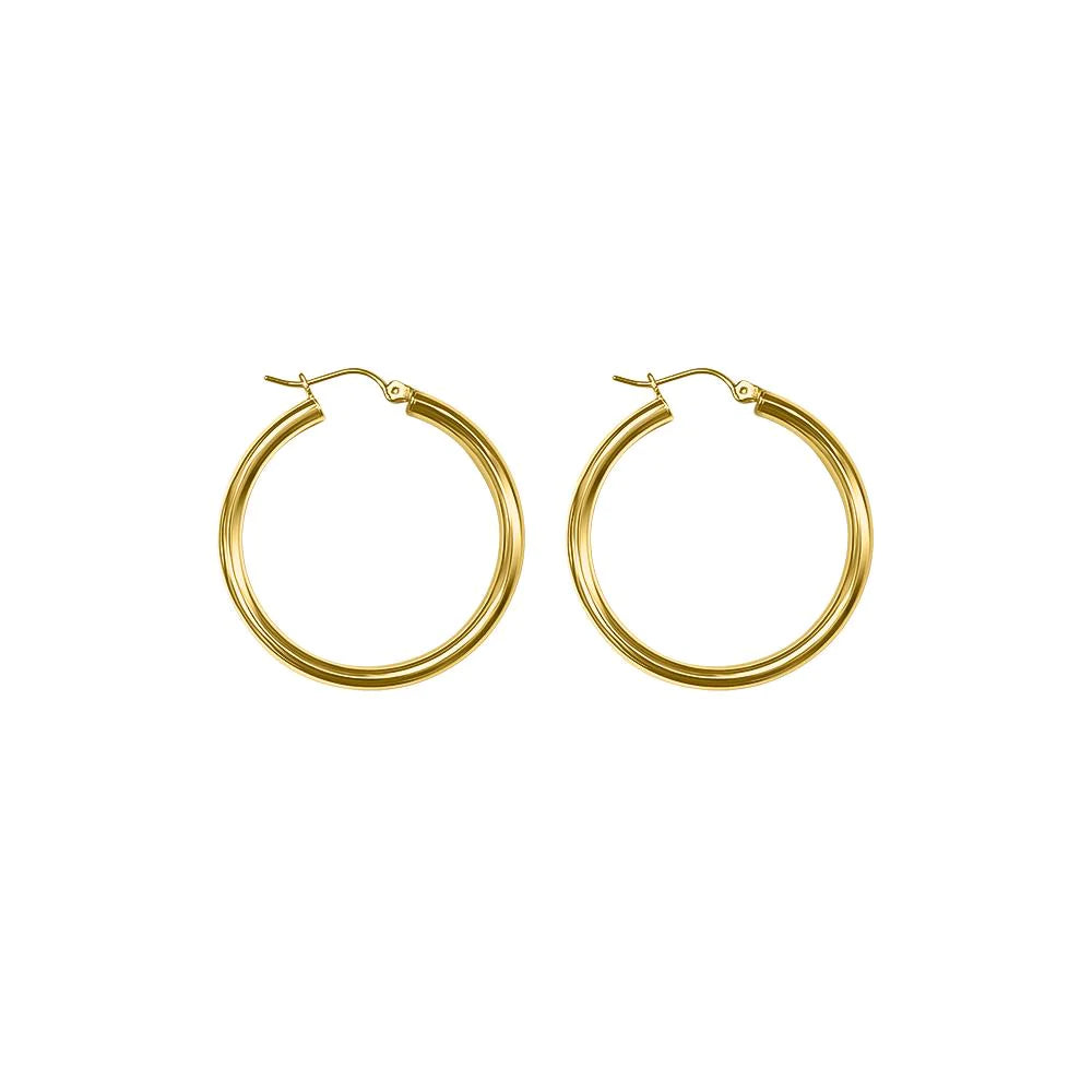 14k Gold Classic Hoop Earrings - 3mm