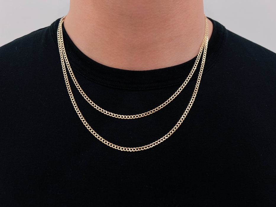 14k Solid Gold Curb Chain - 3.1mm