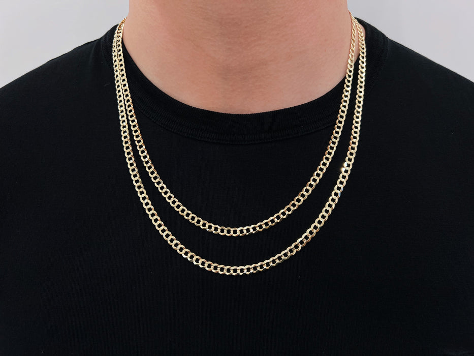 Real 14k Gold Curb Chain - 4.6mm