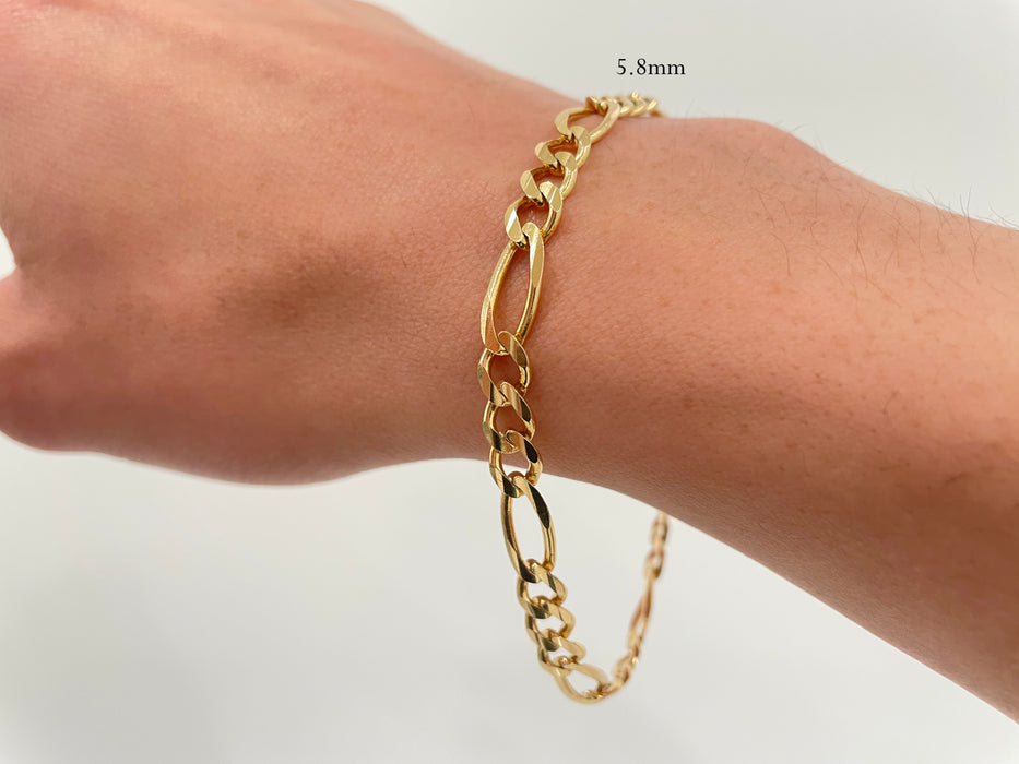 14k Solid Gold Figaro Bracelet