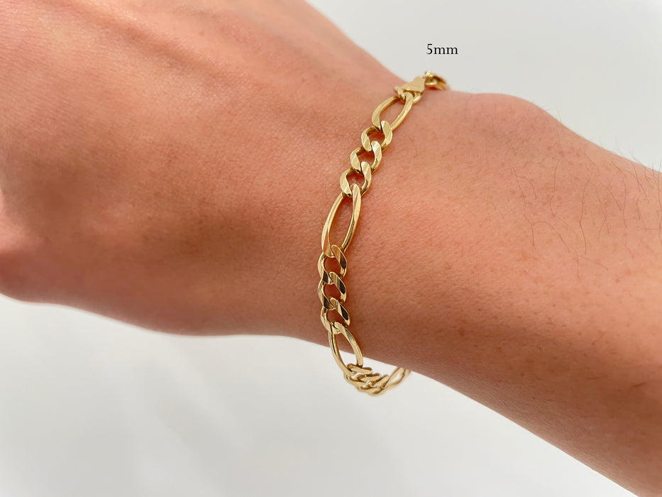 14k Solid Gold Figaro Bracelet