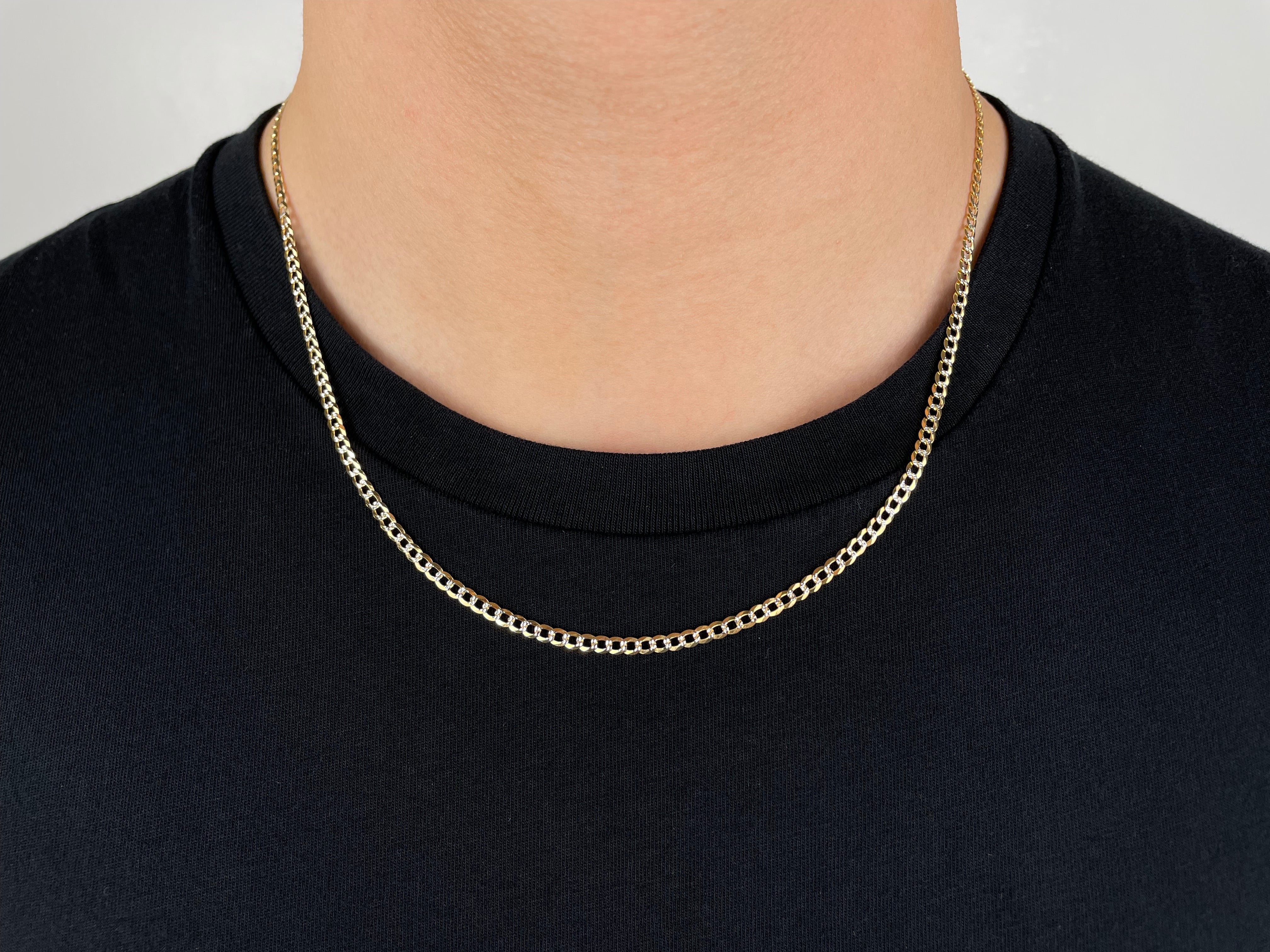 Real 14k Gold Diamond Cut Curb Chain - 3mm