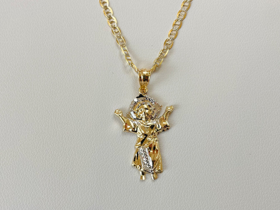 14k Gold Diamond Cut Two-Tone Gold Divine Child Necklace