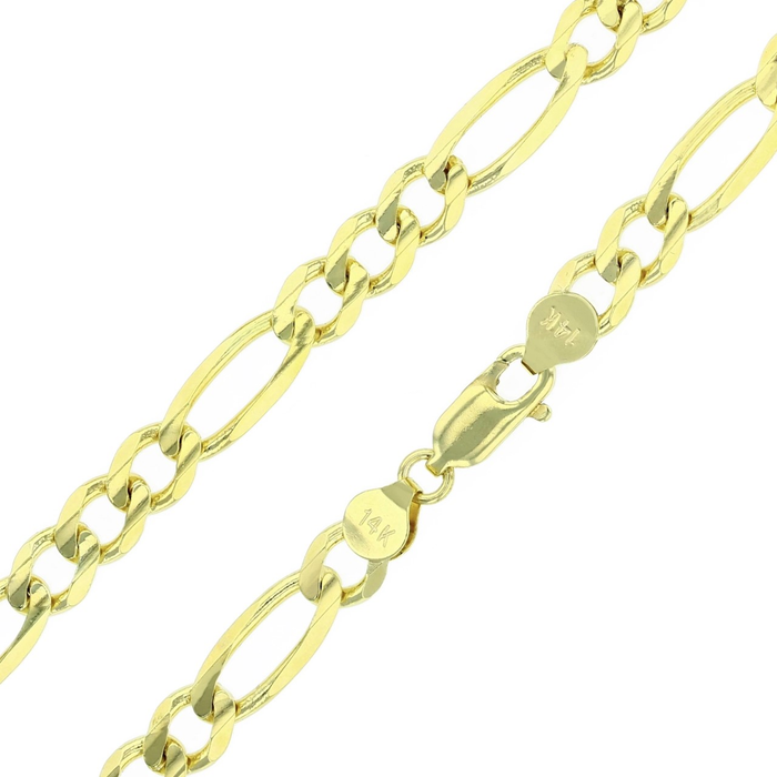14k Solid Gold Figaro Chain - 7.5mm