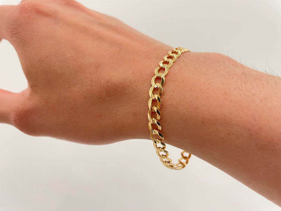 Real 14k Gold Curb Bracelet - 5.5mm
