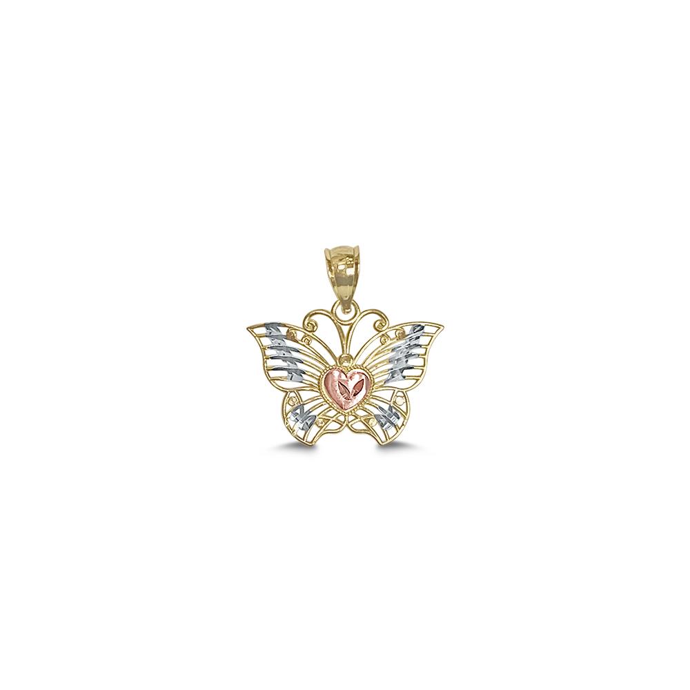 14k Tri-Color Butterfly Pendant