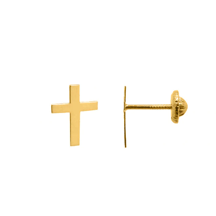 14k Gold Lightweight Thin Cross Earrings