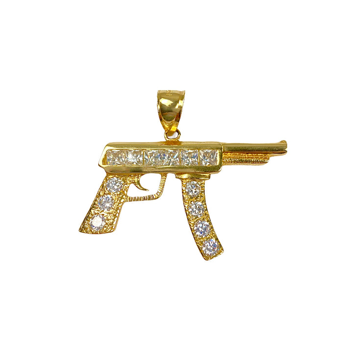 14k Gold Small Gun Pendant