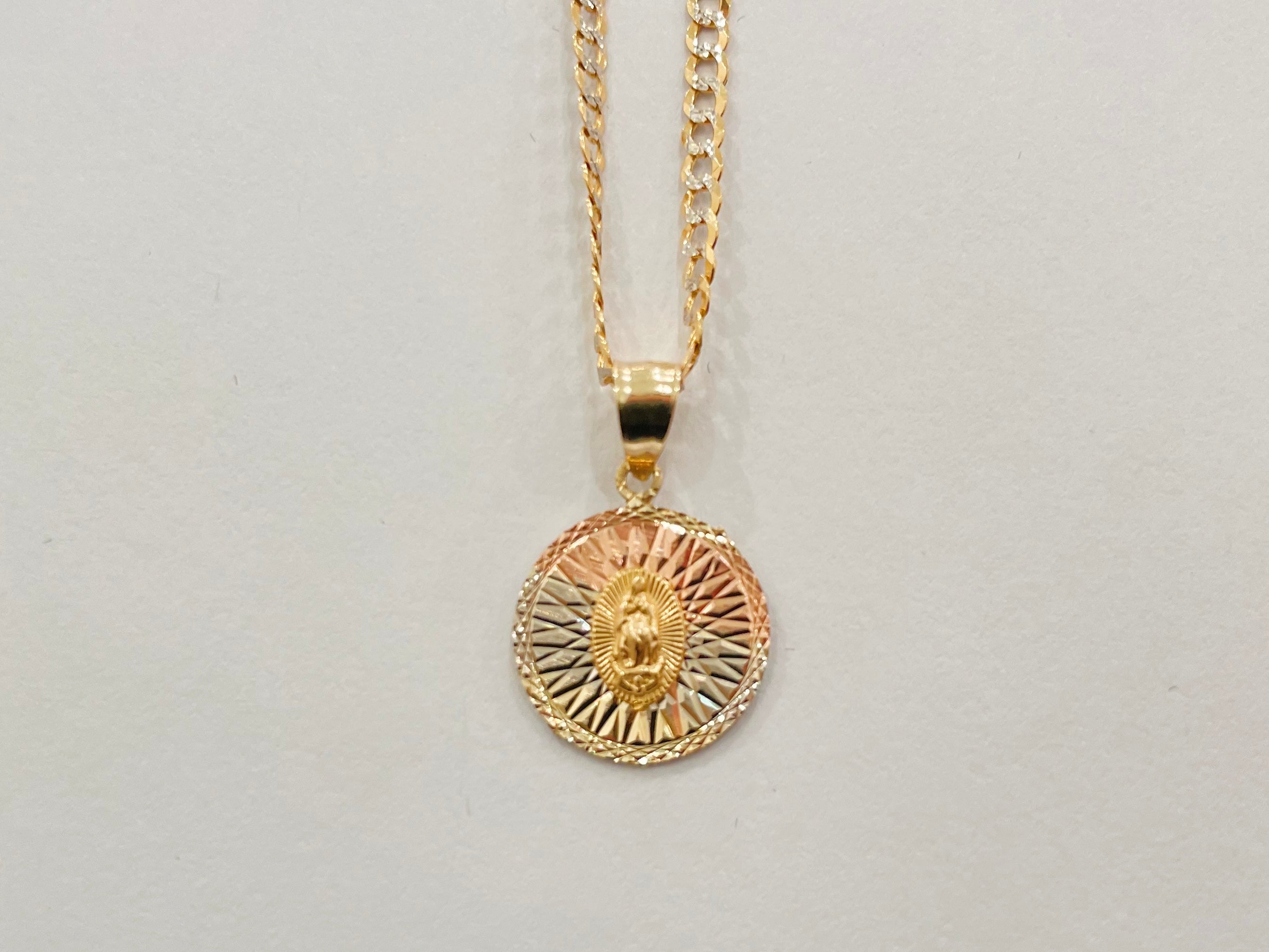 14k Gold Diamond Cut Tri-Color Guadalupe Necklace